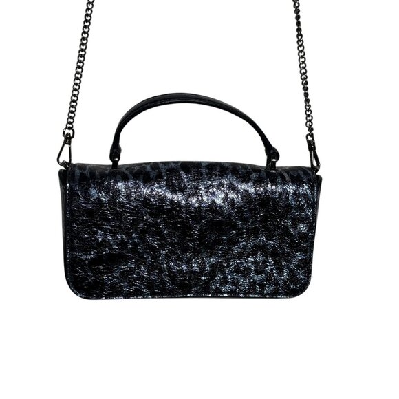 Kate Spade Market crossbody Top Handle Bag Collins Leopard Metallic Blue Sample - Picture 6 of 11